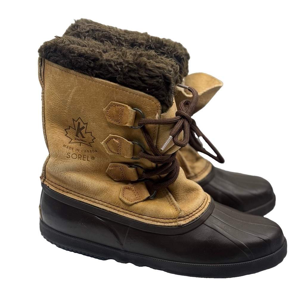 Vintage Sorel‎ Kaufman Canada Tan Insulated Winter Snow Boots Women's Size 10